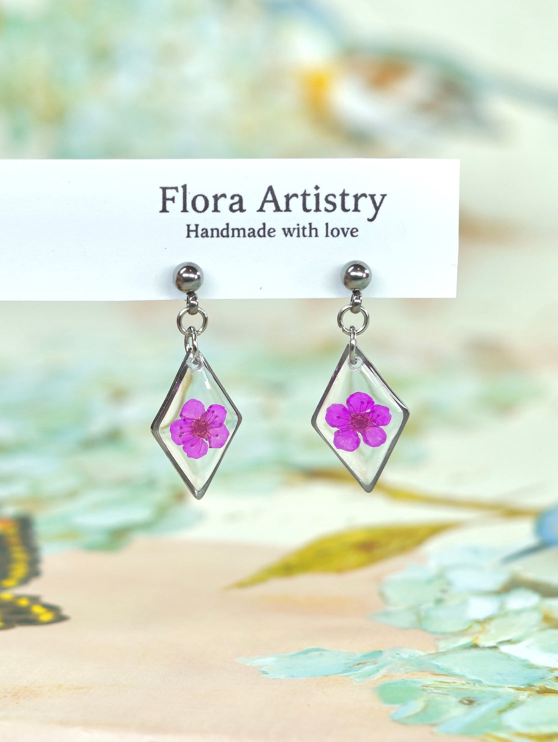 Diamond Dangle Stud Earrings - 10 Colors
