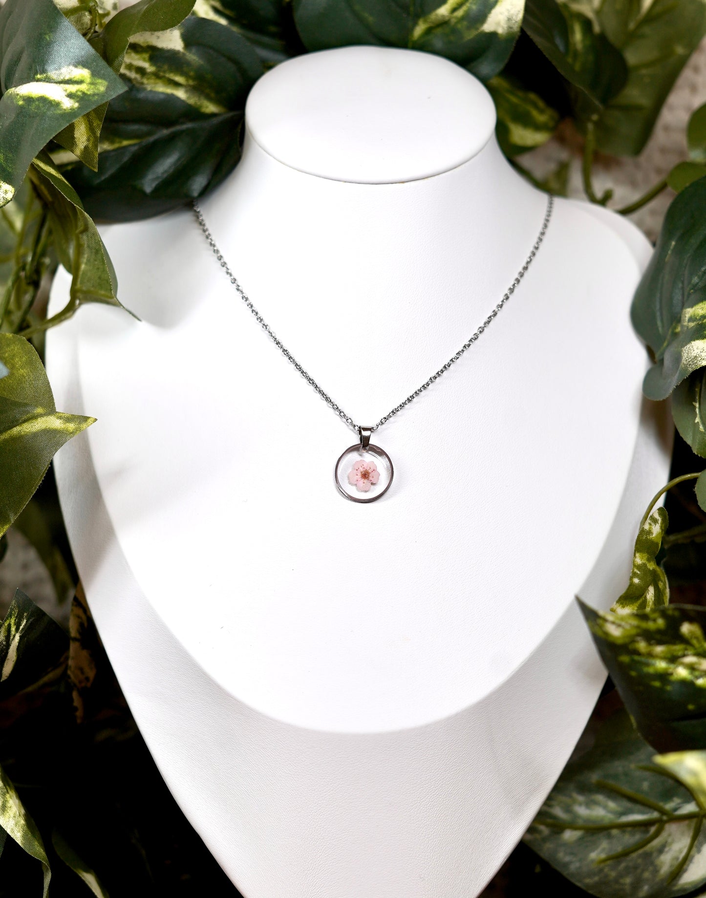 Pastel Pink Dainty Single Flower Necklace - 2 Designs