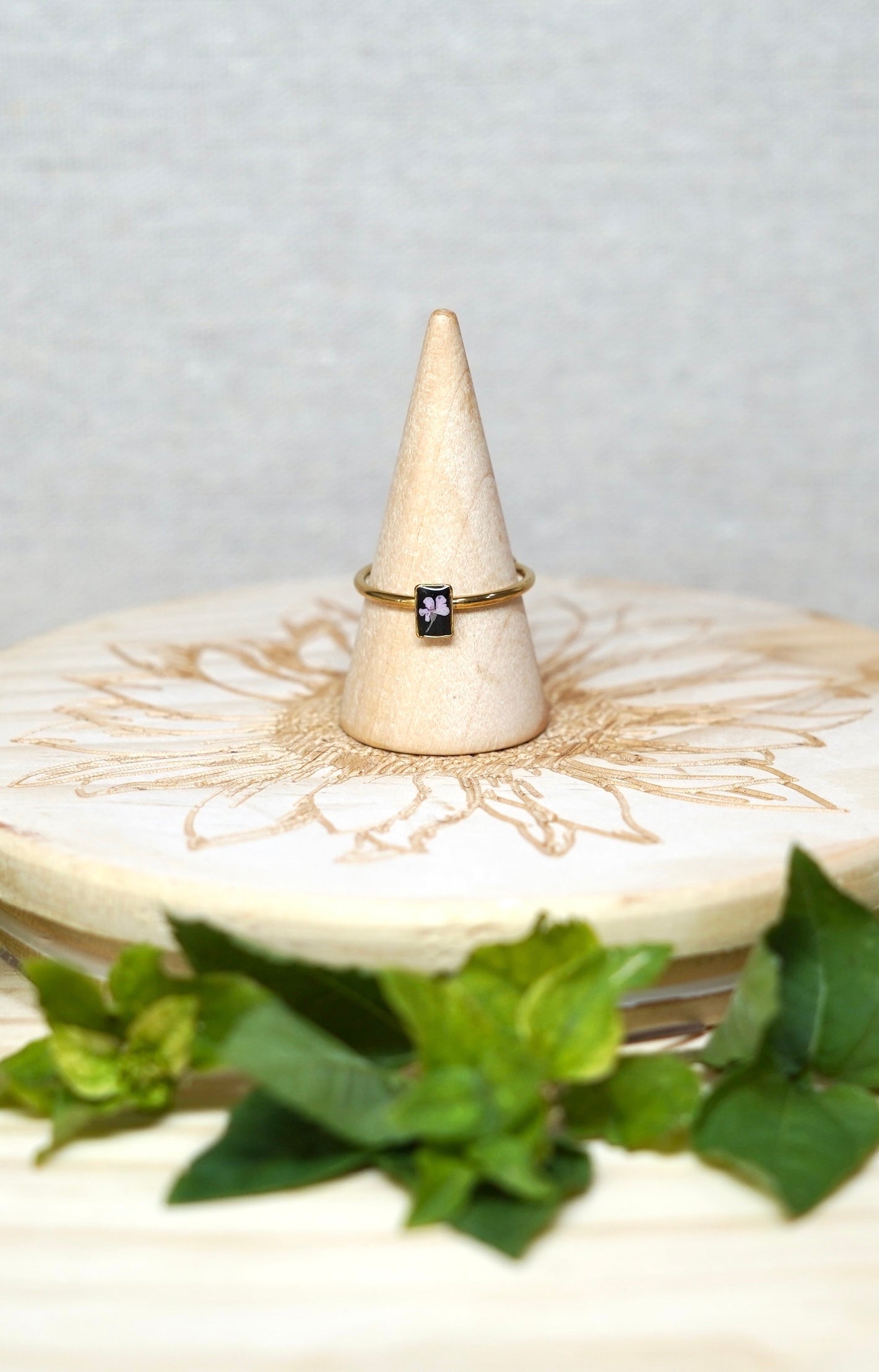Pink Queen Anna Lace Pressed Flower Dainty Ring - 3 Designs