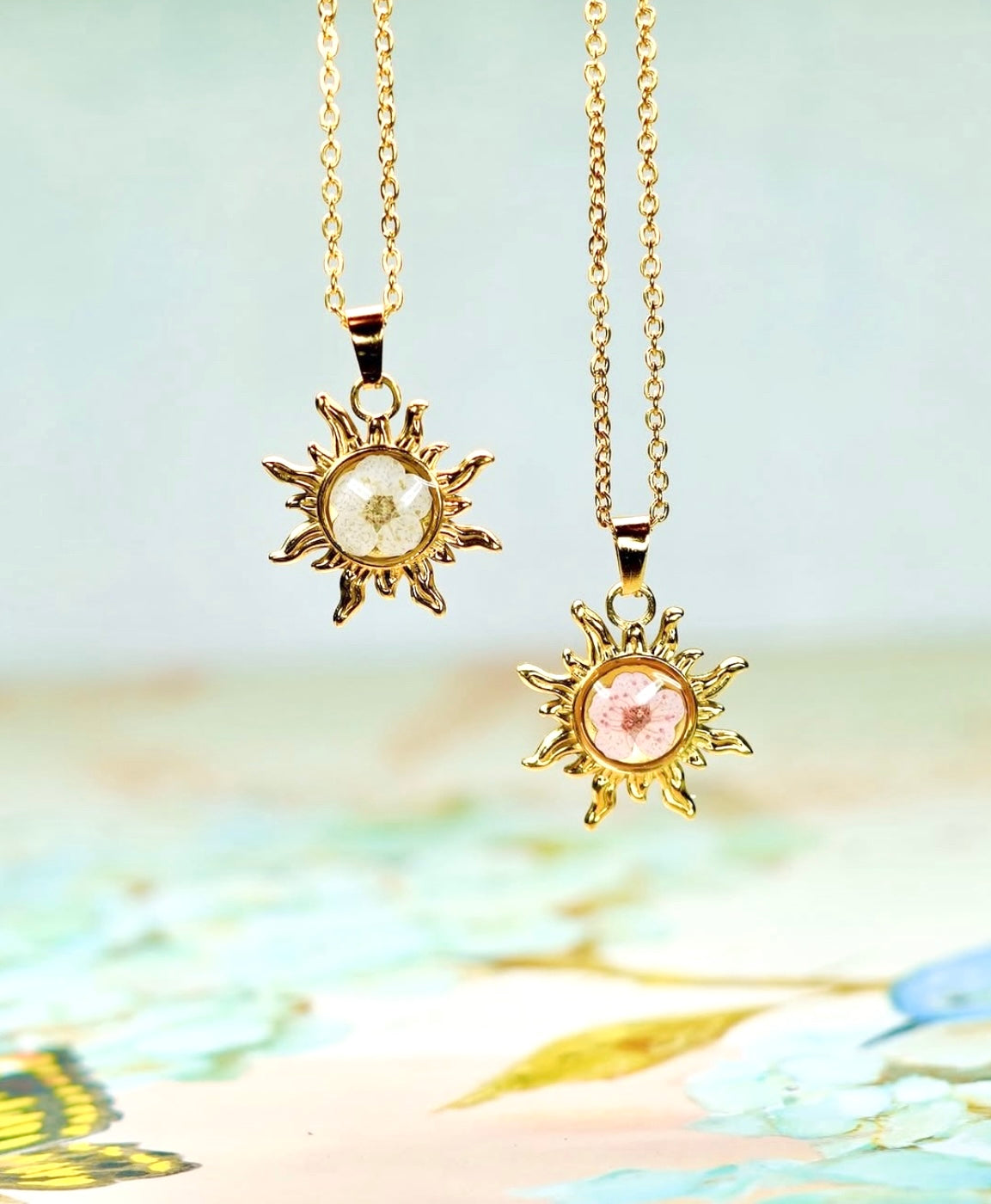 Sun Charm Single Flower Necklace - 10 Colors