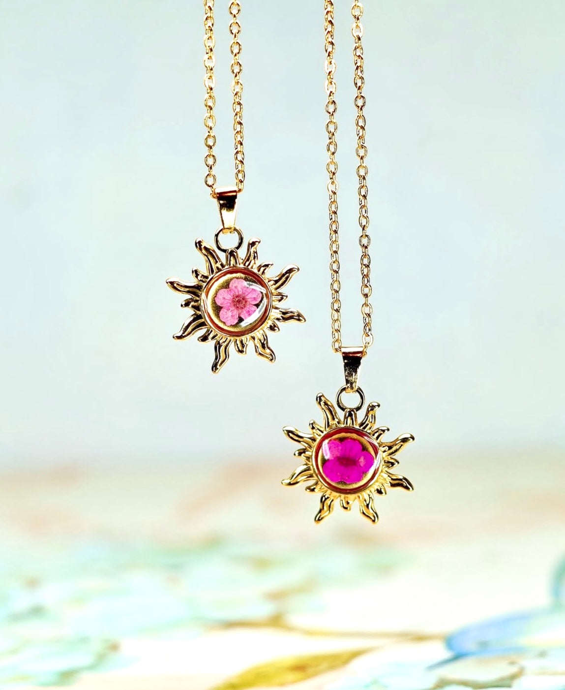 Sun Charm Single Flower Necklace - 10 Colors