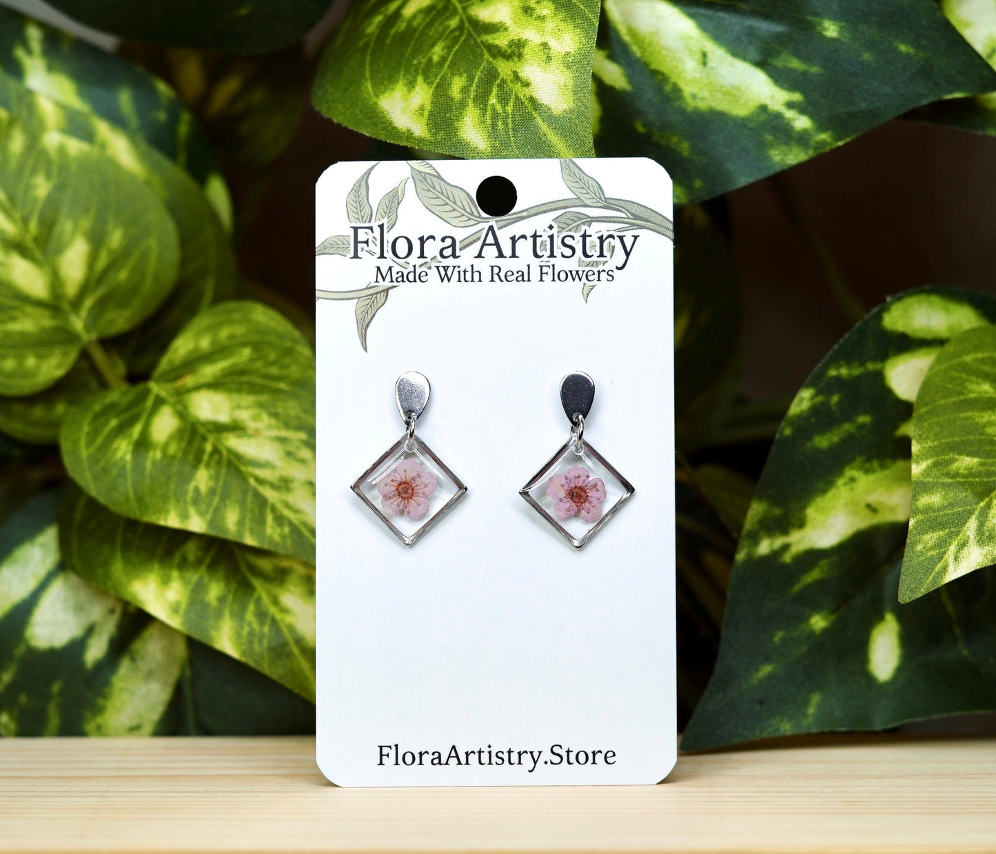 Square Dangle Stud Earrings - 10 Colors