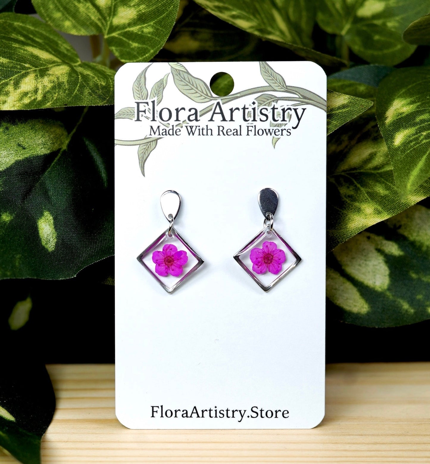 Square Dangle Stud Earrings - 10 Colors