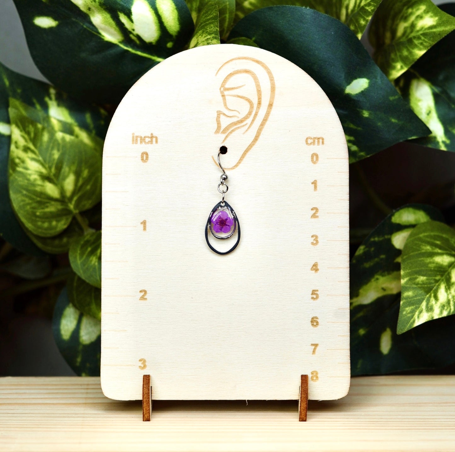 Purple Flower Teardrop Dangle Earring