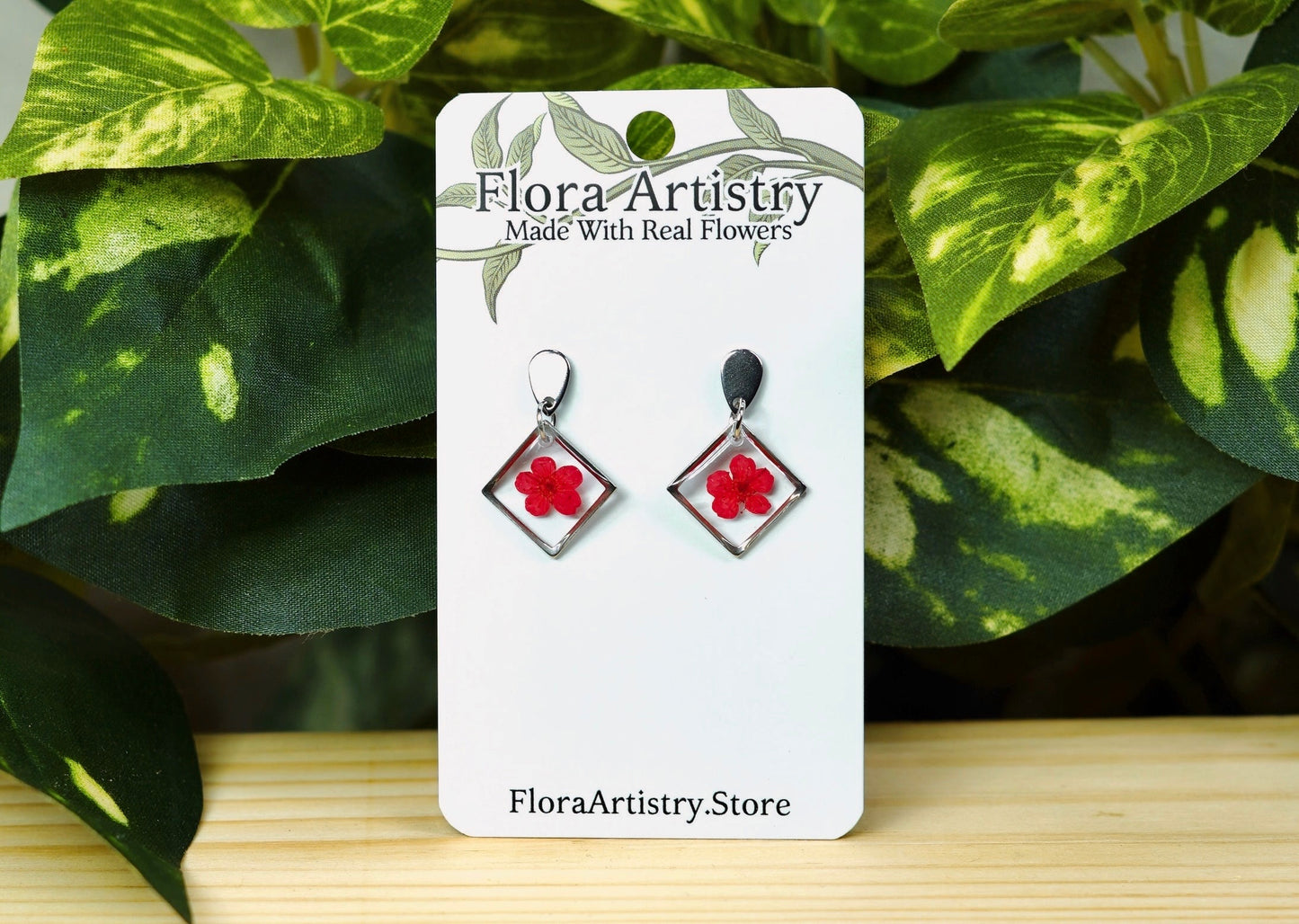 Square Dangle Stud Earrings - 10 Colors