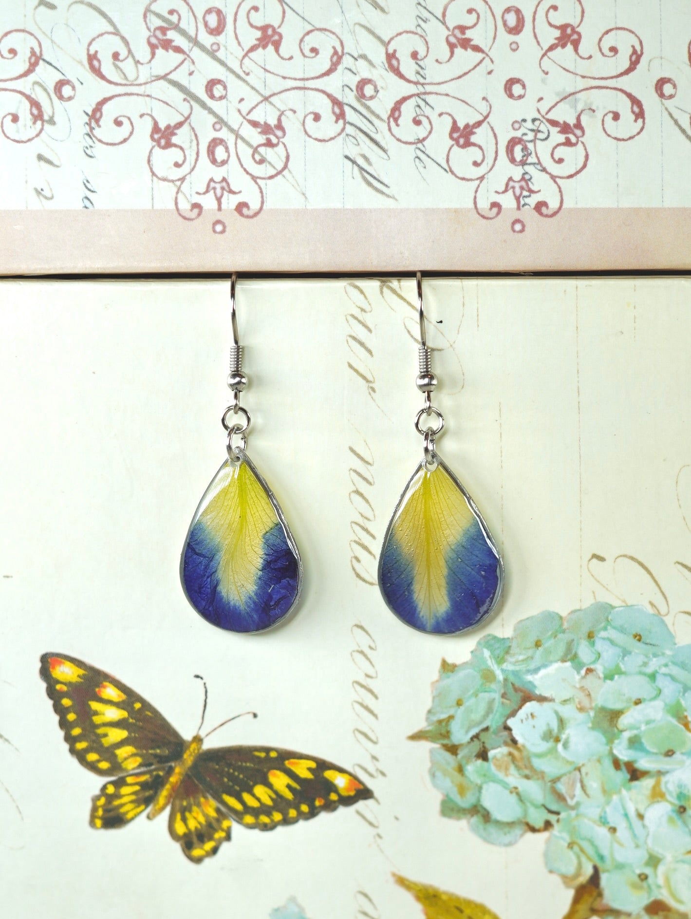 Butterfly Pea Petal Teardrop Earrings