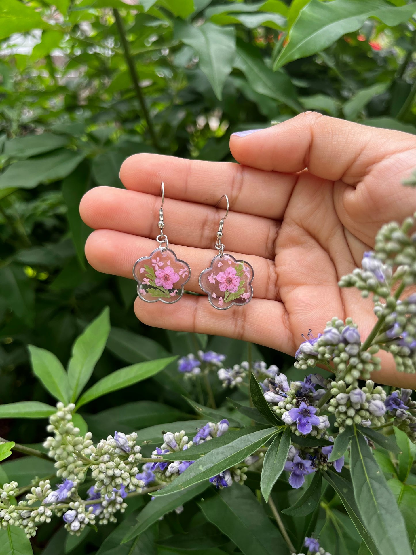 Pink Botanical Bloom Dangle Earring