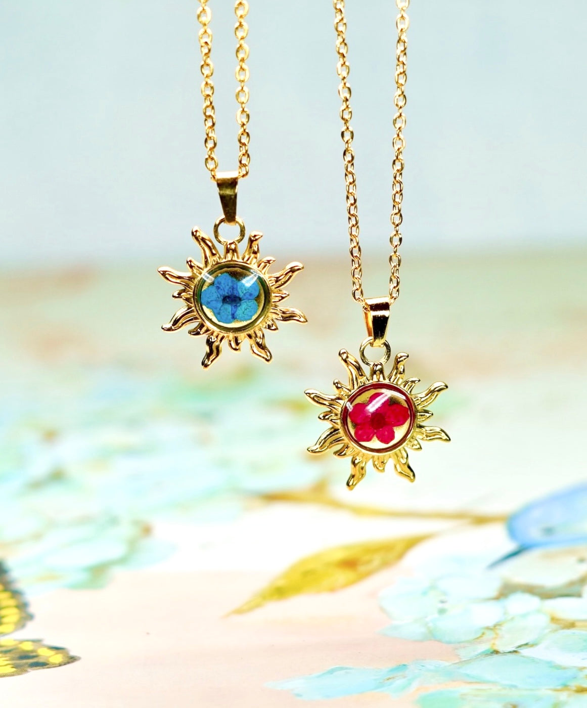 Sun Charm Single Flower Necklace - 10 Colors