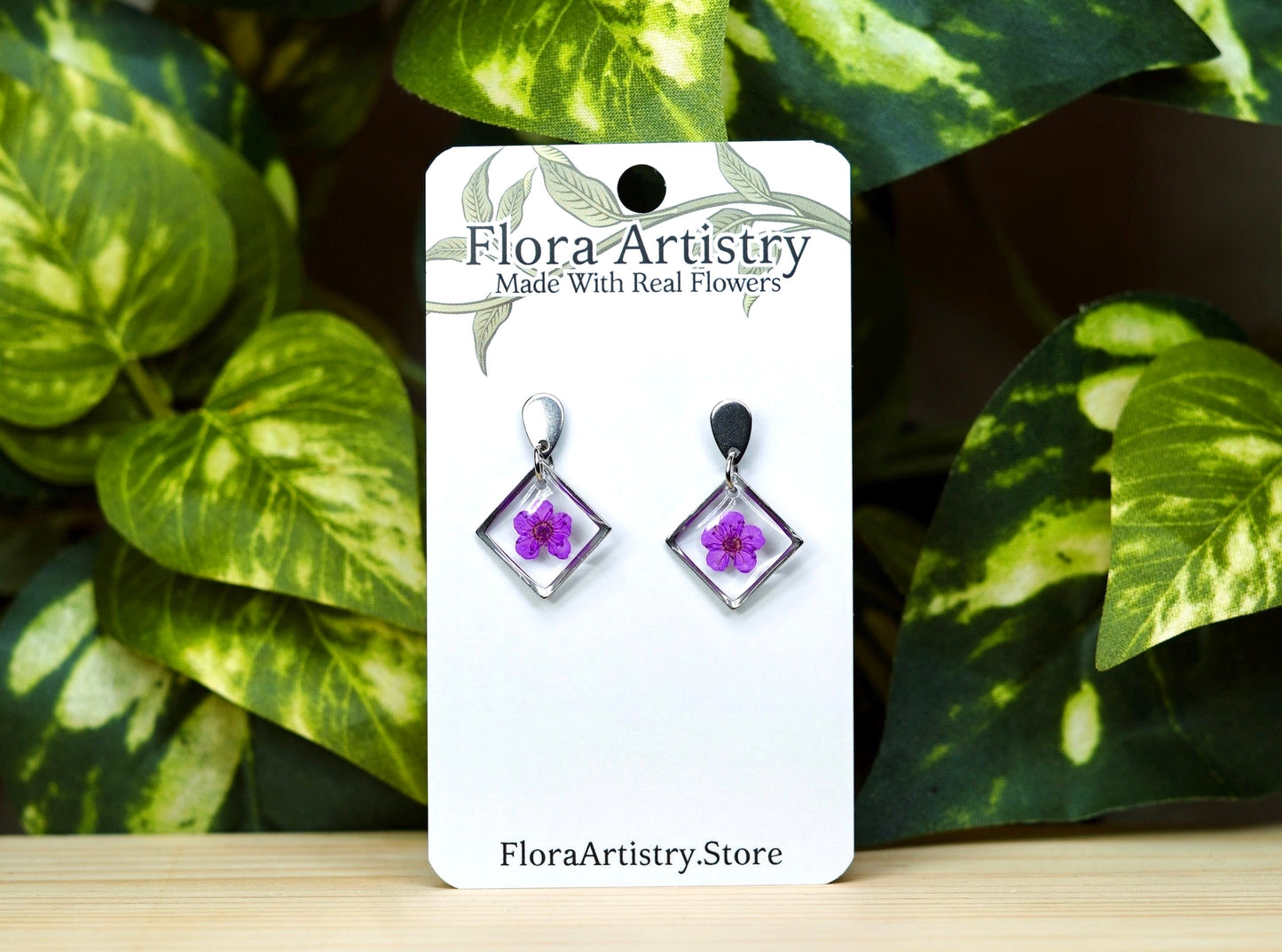 Square Dangle Stud Earrings - 10 Colors