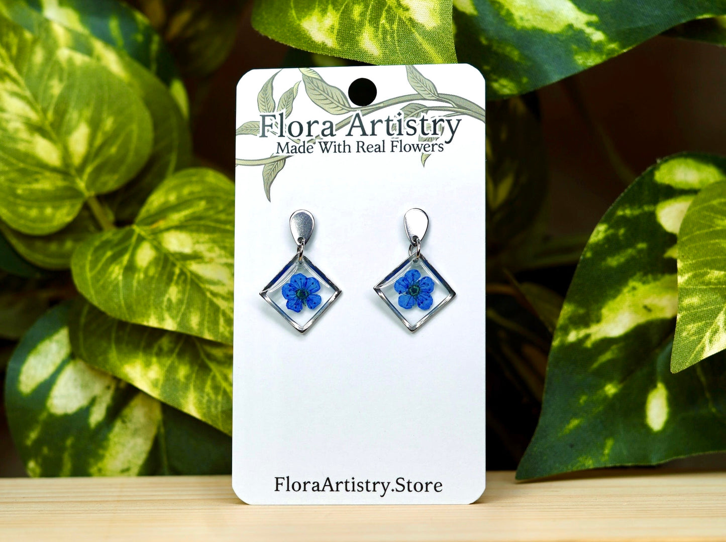Square Dangle Stud Earrings - 10 Colors