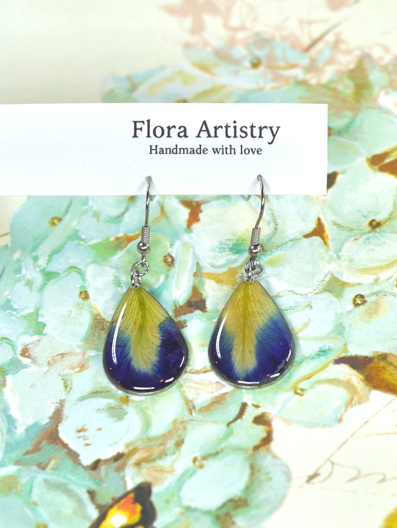 Butterfly Pea Petal Teardrop Earrings