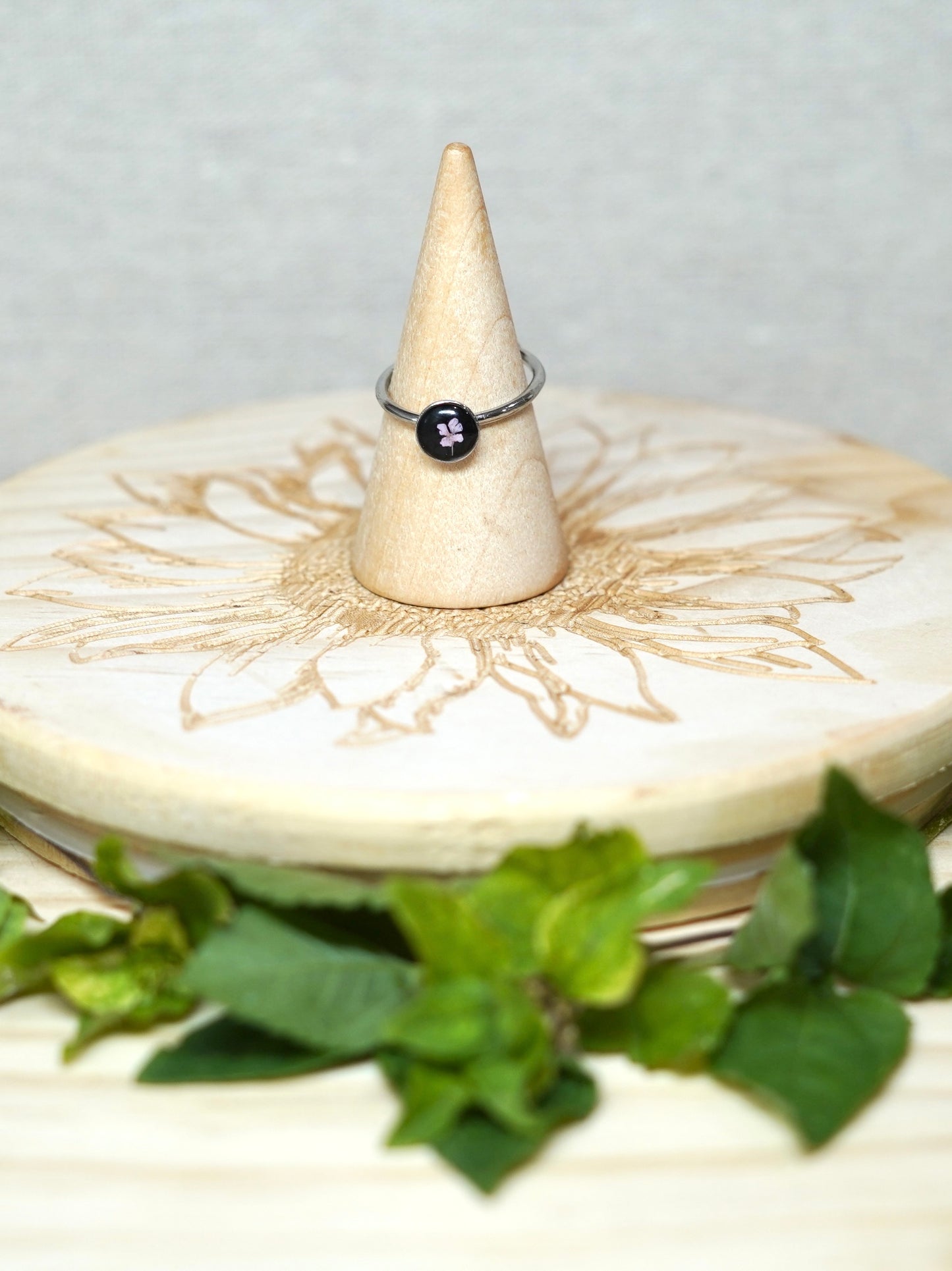 Pink Queen Anna Lace Pressed Flower Dainty Ring - 3 Designs