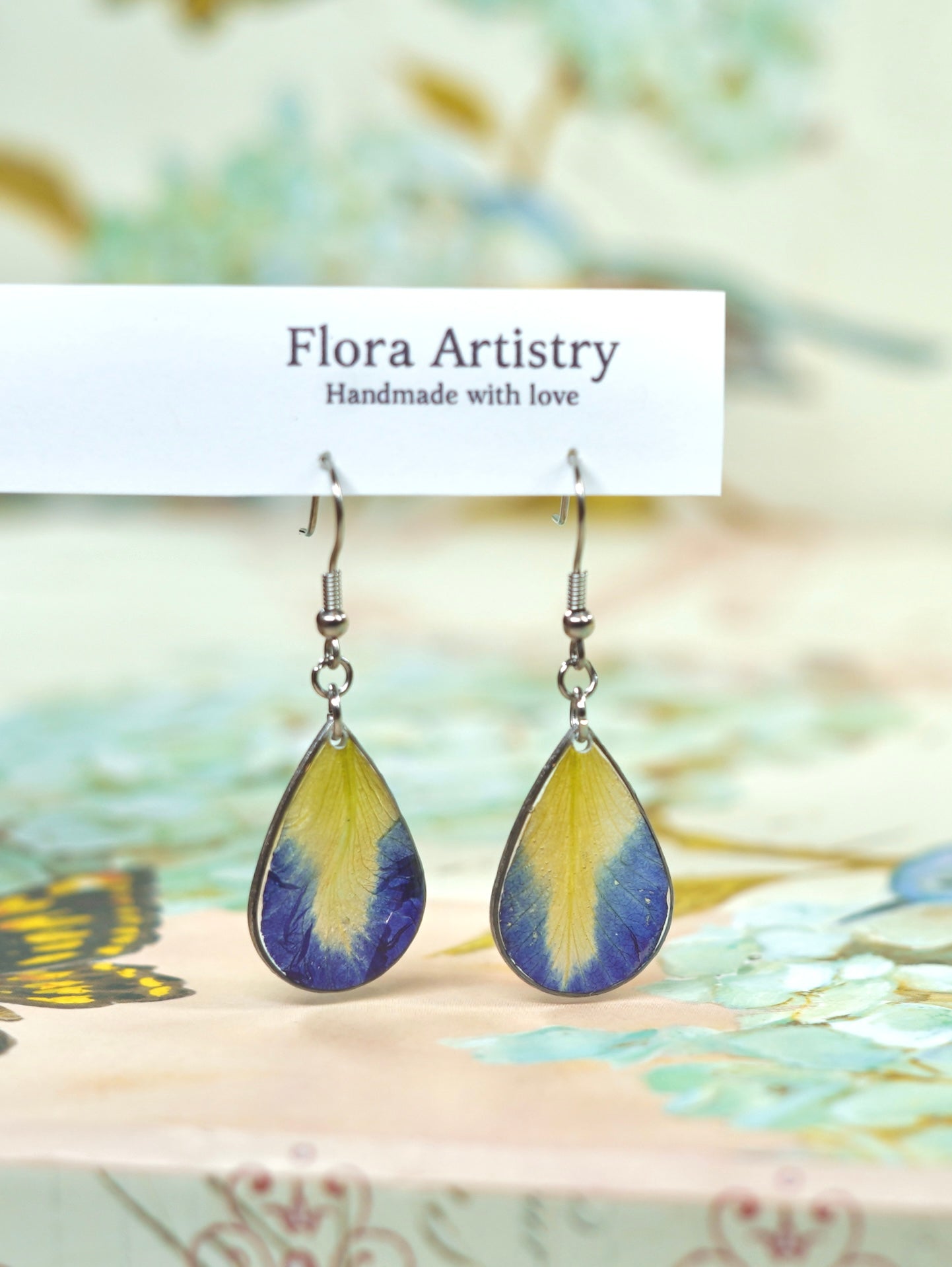 Butterfly Pea Petal Teardrop Earrings
