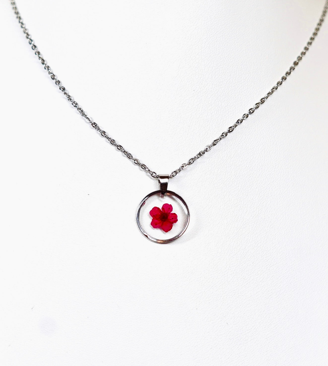 Red Dainty Single Flower Necklace - 3 Designs