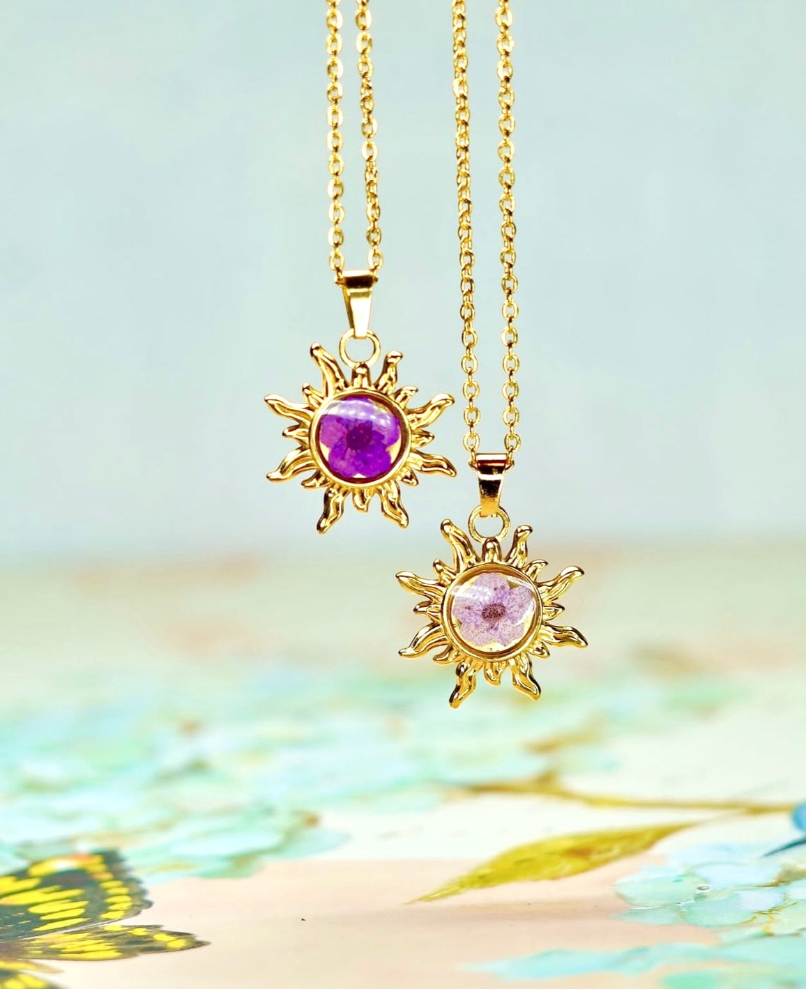 Sun Charm Single Flower Necklace - 10 Colors
