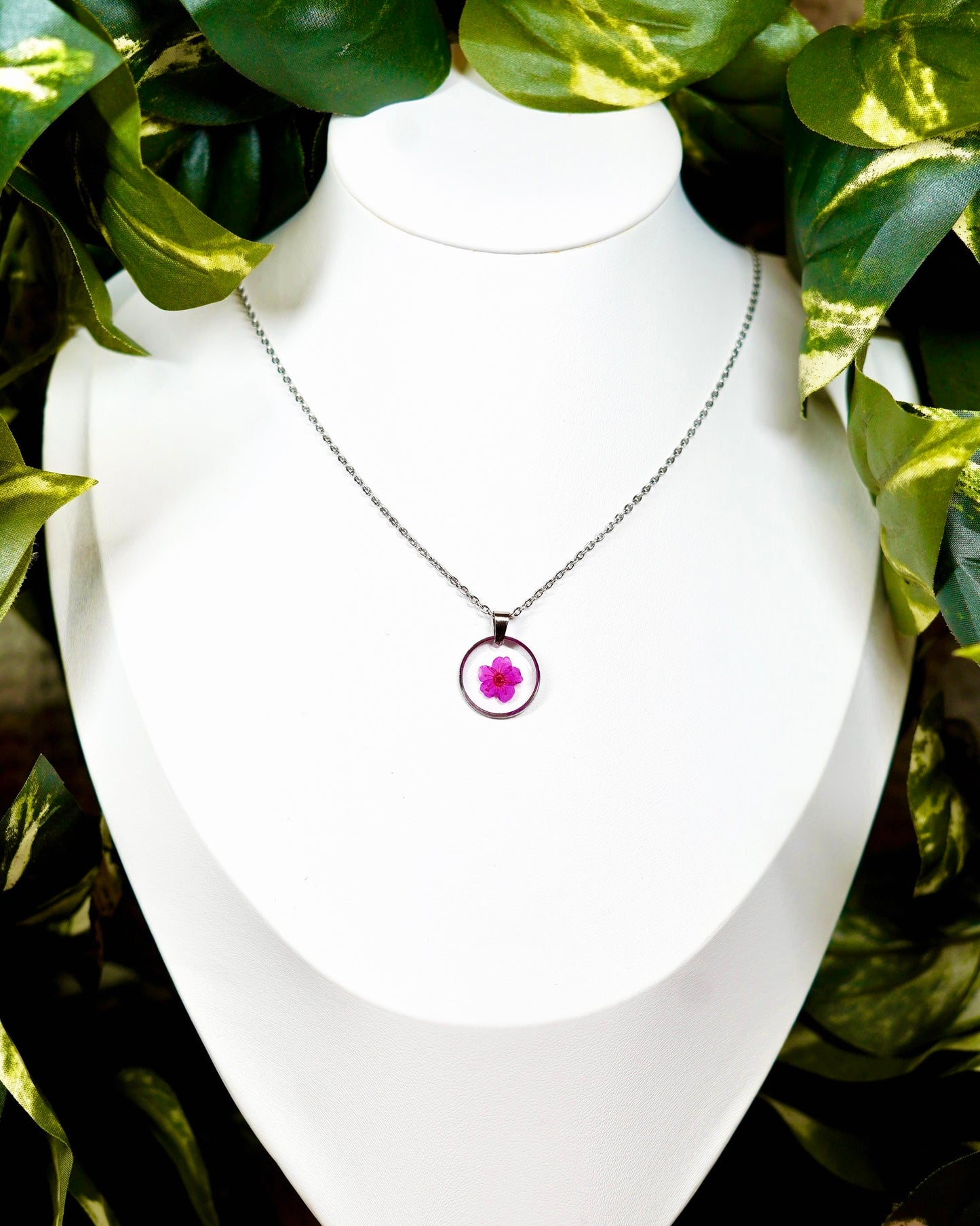 Hot Pink Dainty Single Flower Necklace - 3 Designs