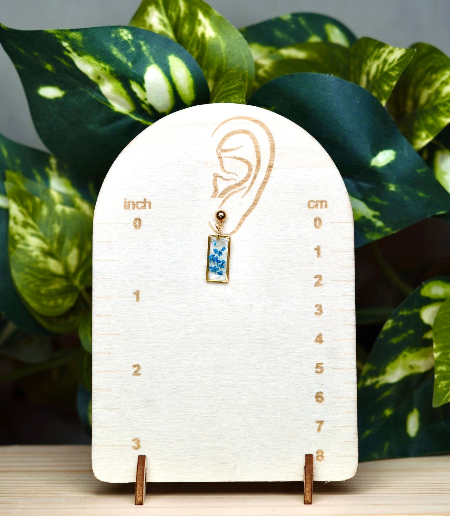 Blue Queen Lace Flower Rectangle Stud Earring