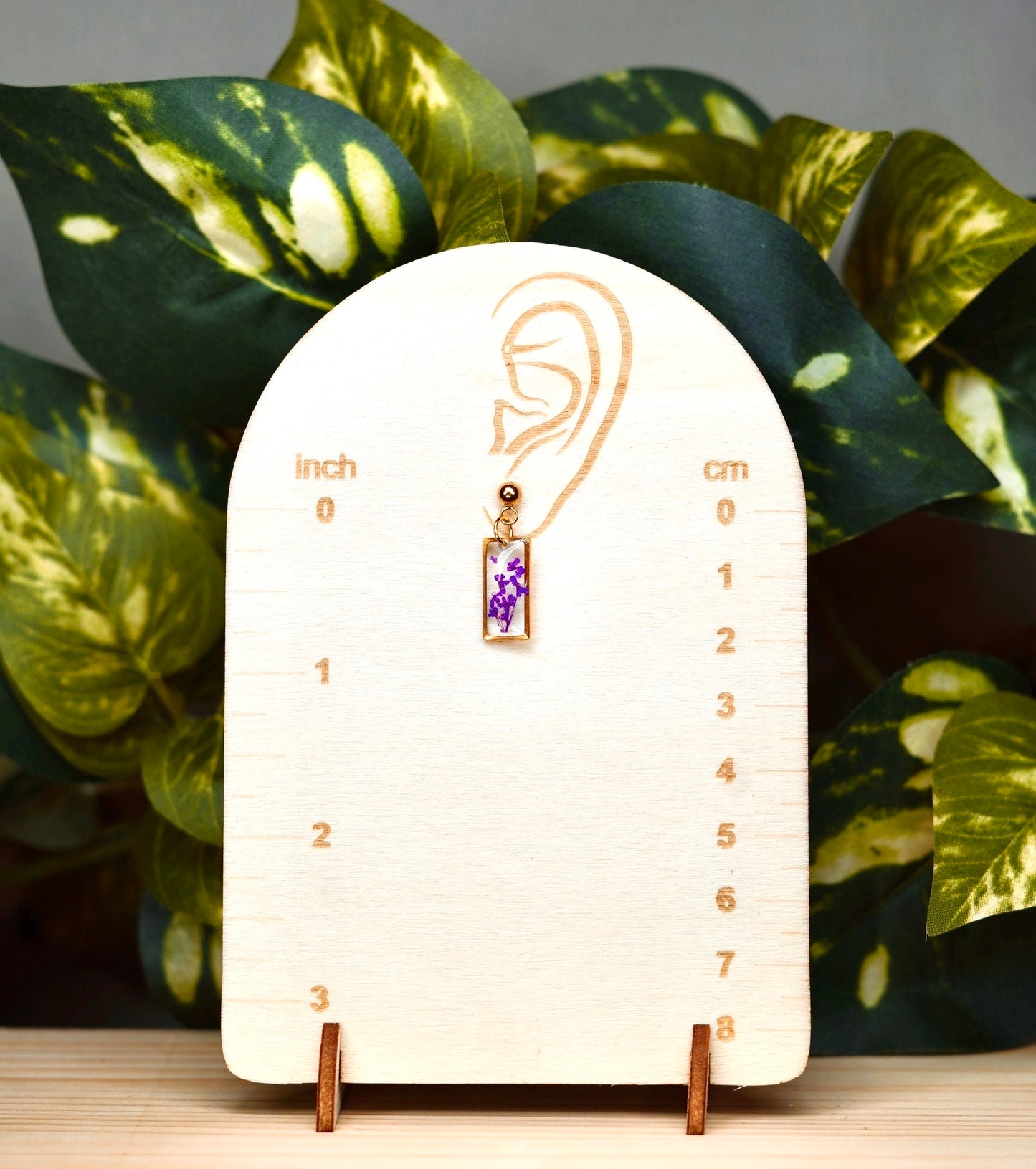 Purple Queen Lace Flower Rectangle Stud Earring