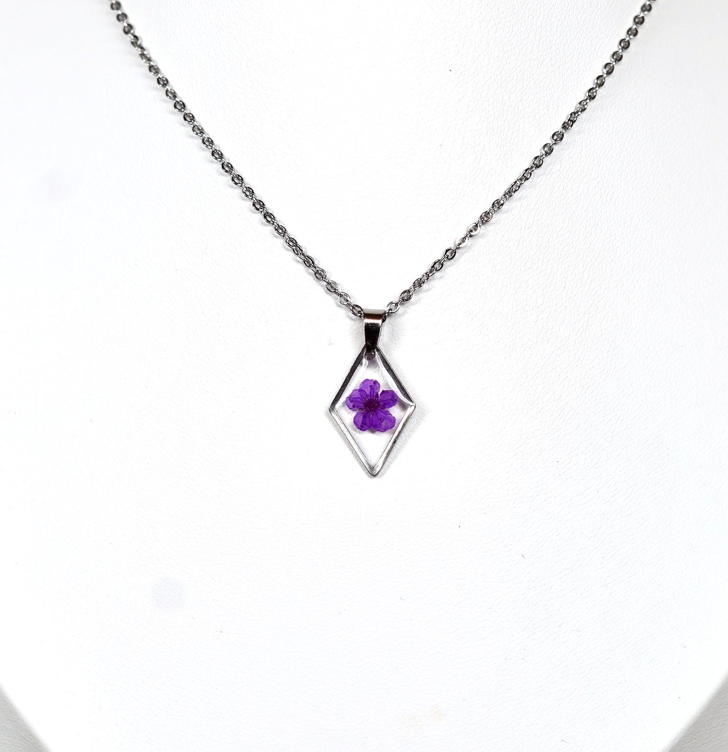Purple Dainty Single Flower Necklace - 3 Designs