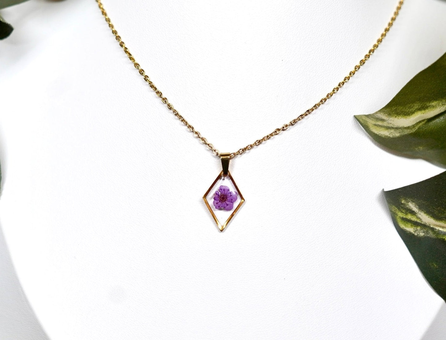 Purple Dainty Single Flower Necklace - 3 Designs
