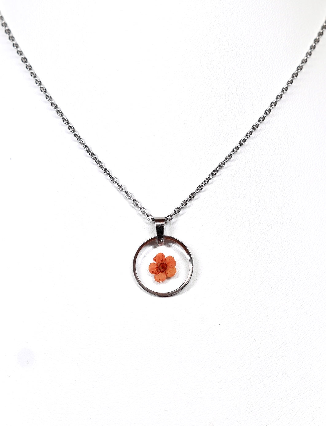 Orange Dainty Single Flower Necklace - 3 Designs