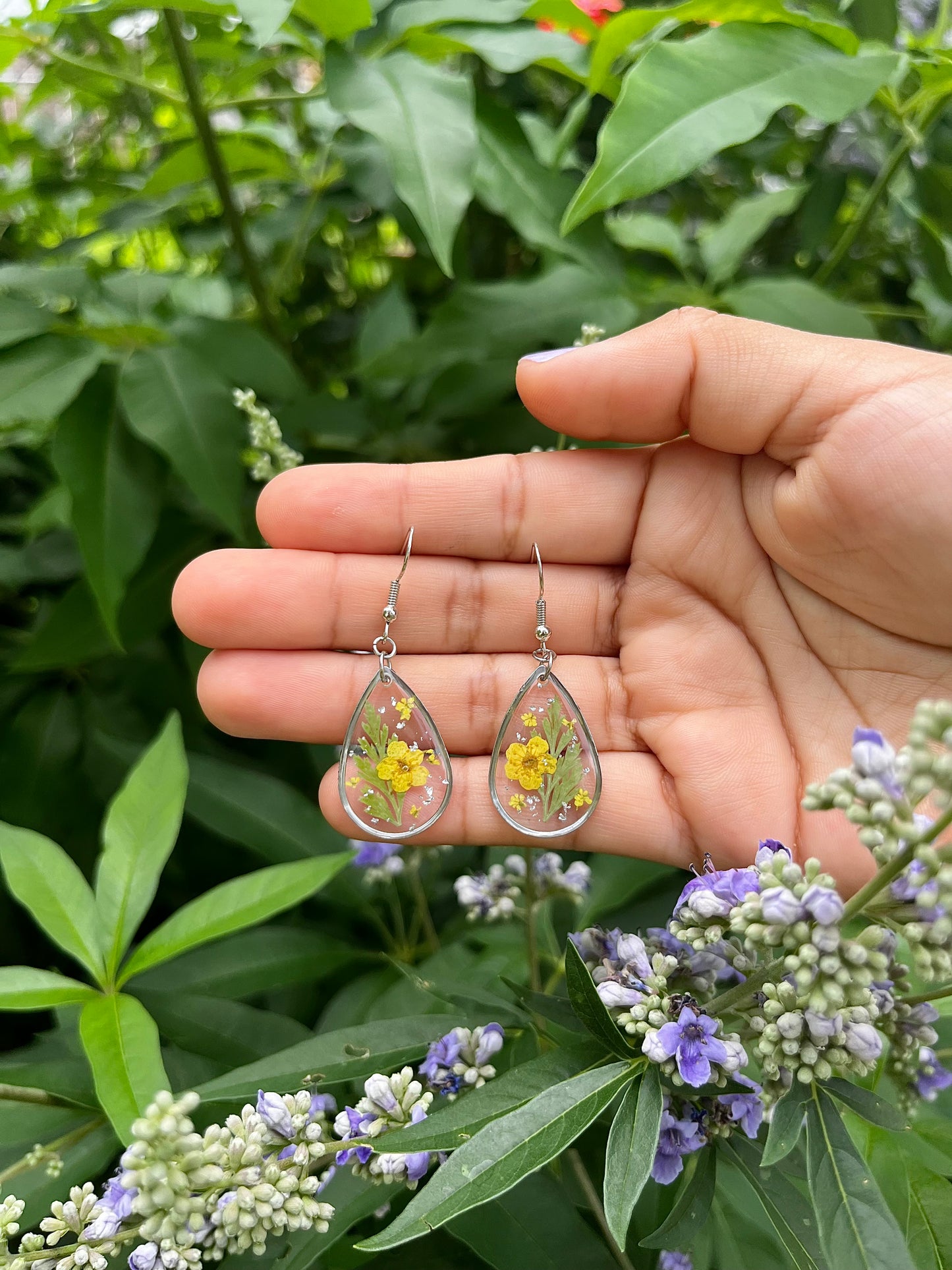 "Drop of Sunshine" Yellow Flower Dangle Earring