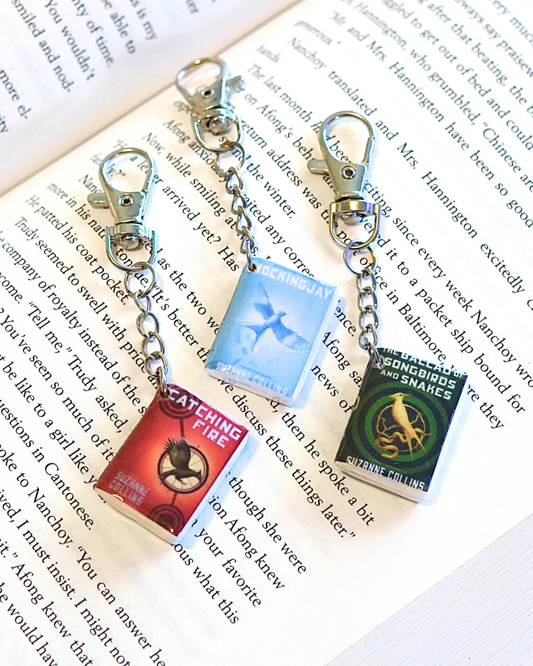 The Ballad of Songbirds and Snakes miniature book keychain