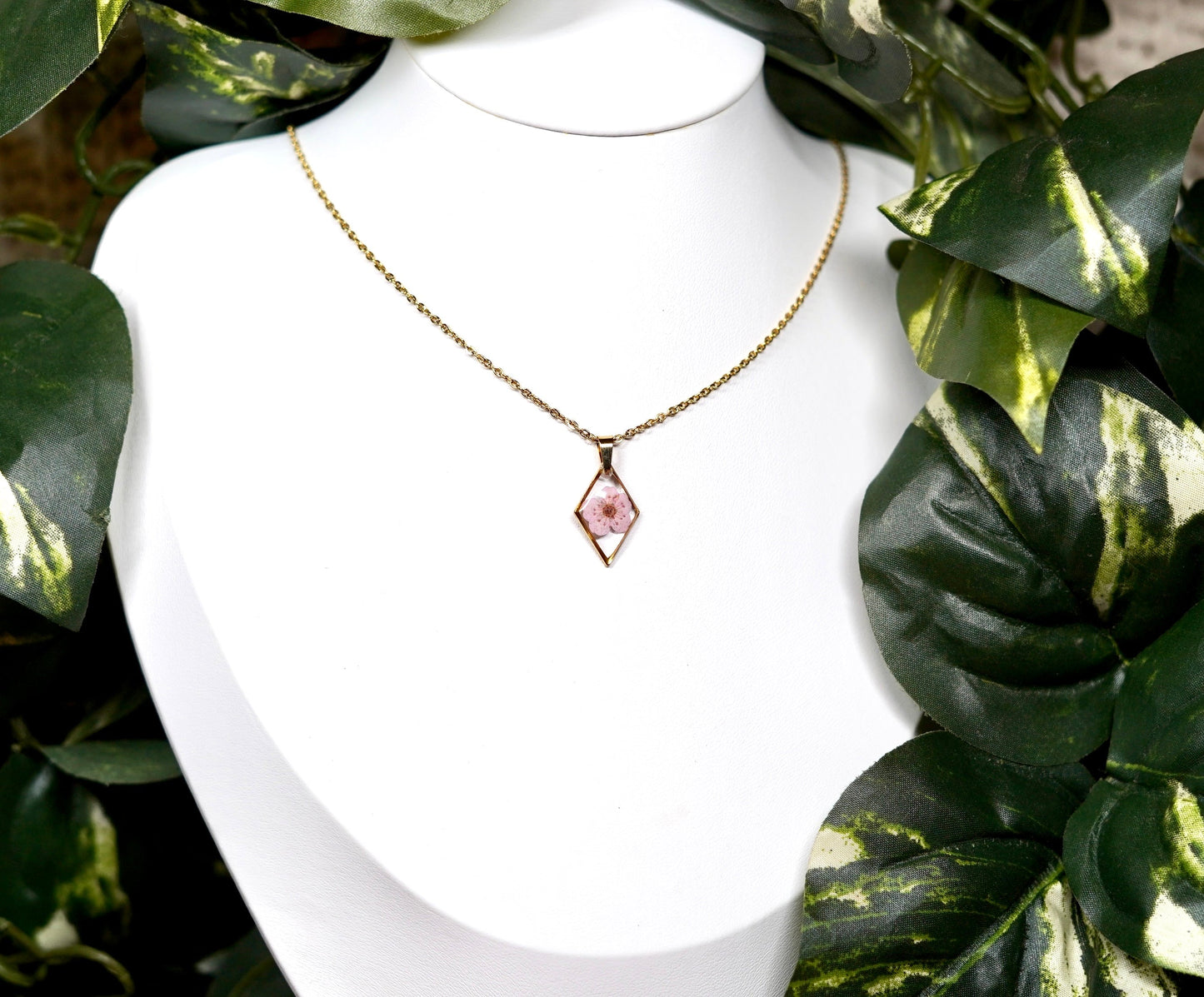 Pastel Pink Dainty Single Flower Necklace - 2 Designs