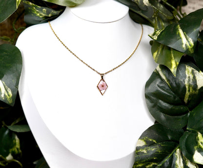 Pastel Pink Dainty Single Flower Necklace - 2 Designs