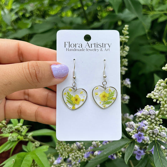 'Sweet Heart' Yellow Flower Dangle Earring