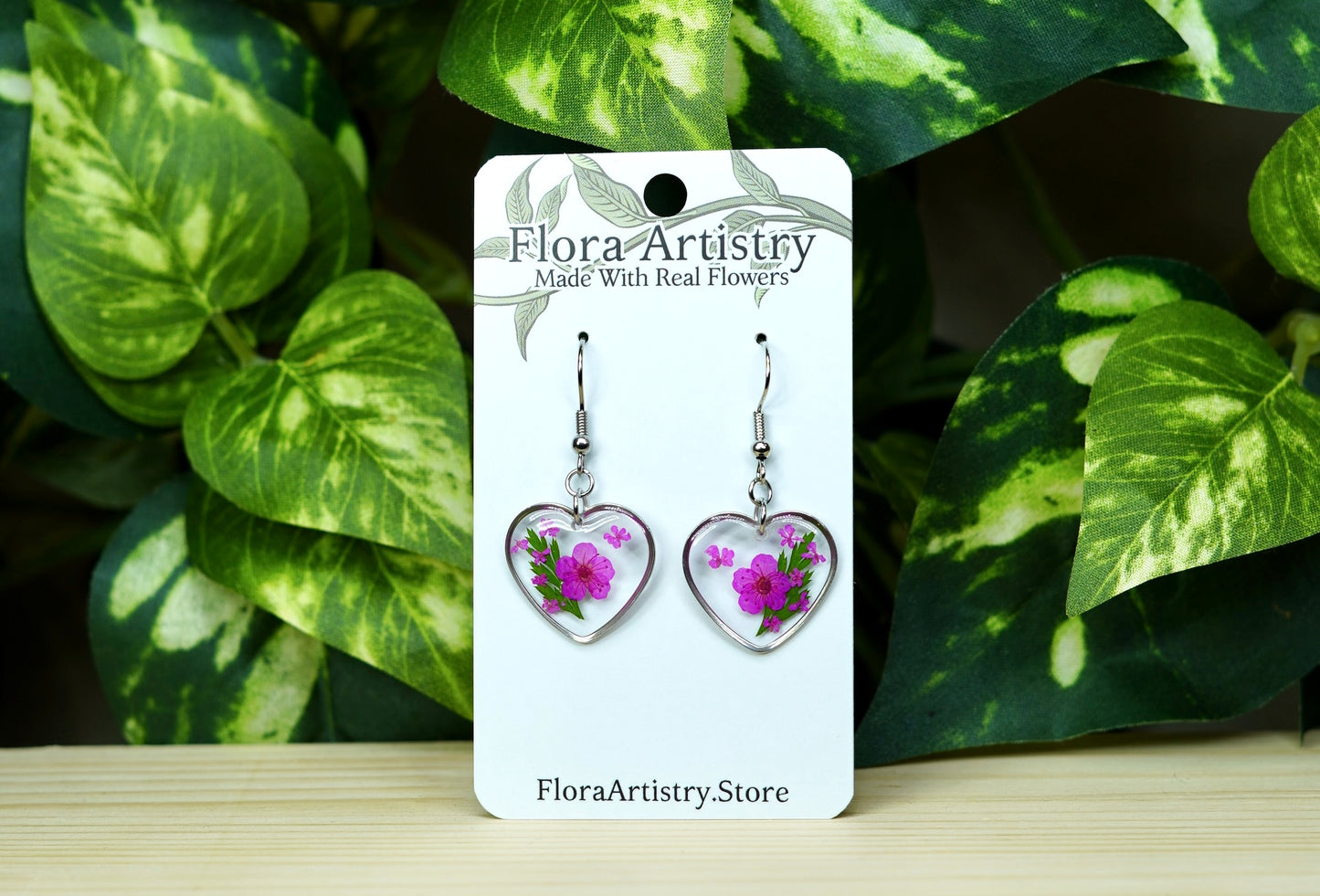 'Sweet Heart' Hot Pink Flower Dangle Earring