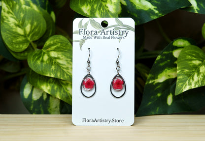 Red Flower Teardrop Dangle Earring