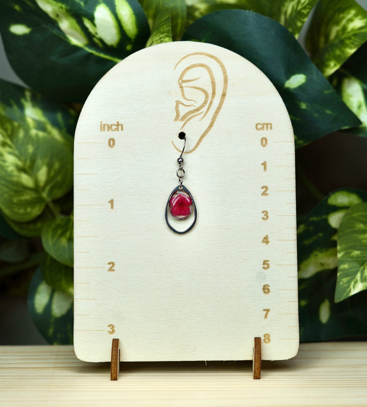 Red Flower Teardrop Dangle Earring