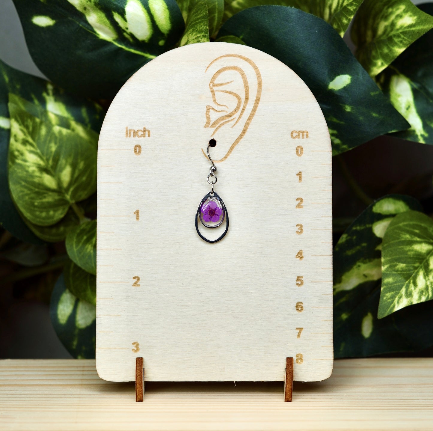 Purple Flower Teardrop Dangle Earring