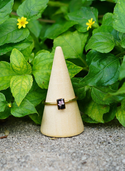 Pastel Pink Real Pressed Flower Dainty Rectangle Ring