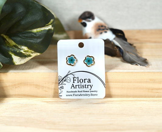 Blue Bloom Gold Studs