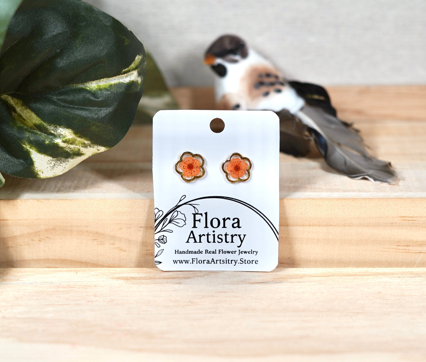 Orange Bloom Gold Studs