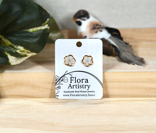 White Bloom Gold Studs