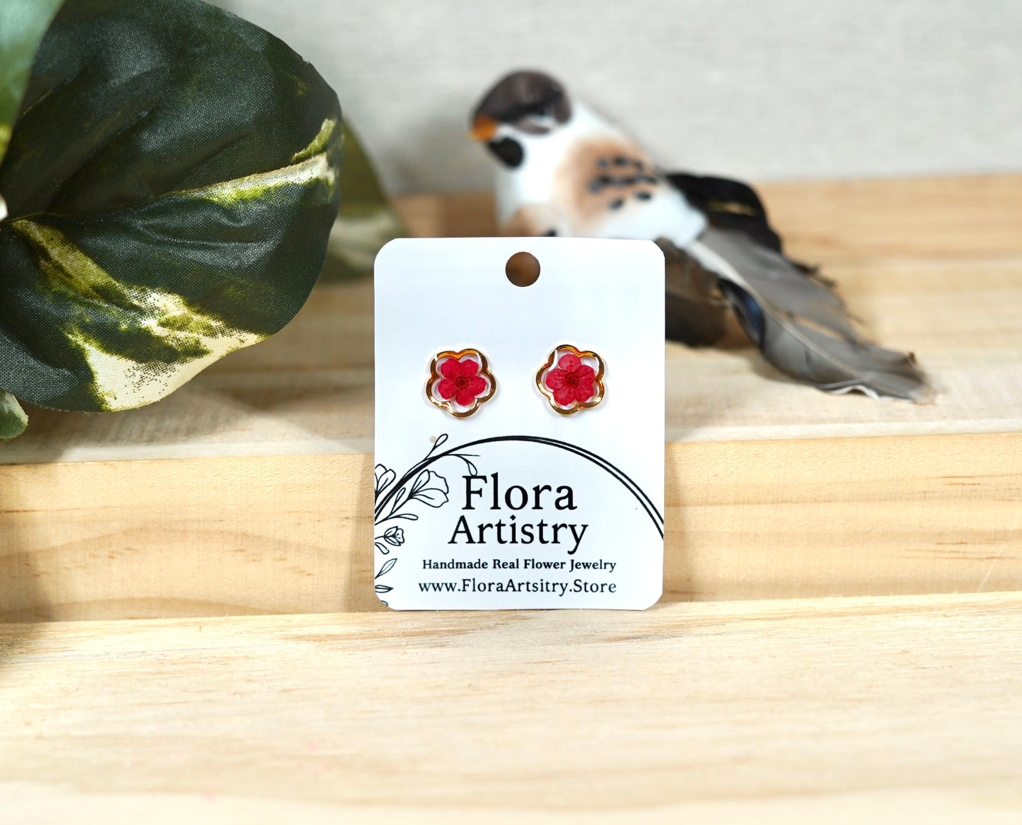 Red Bloom Gold Studs