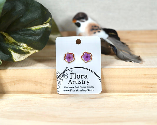 Purple Bloom Gold Studs