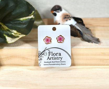 Pink Bloom Gold Studs