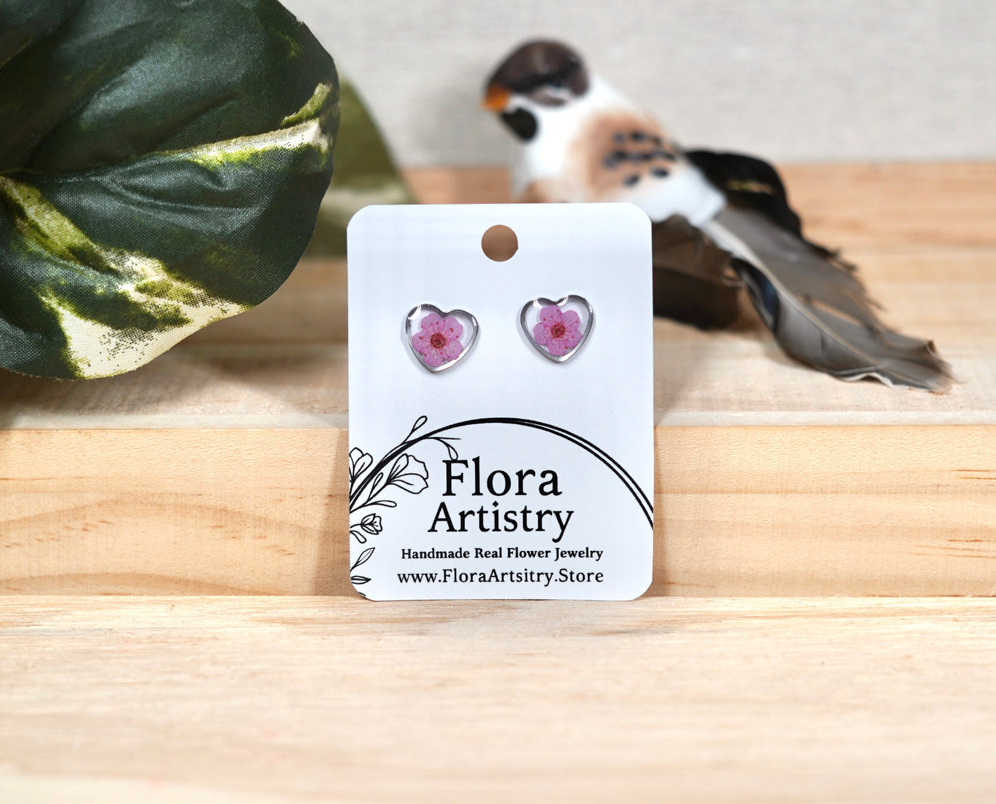 'Sweet Heart' Pink Flower Studs