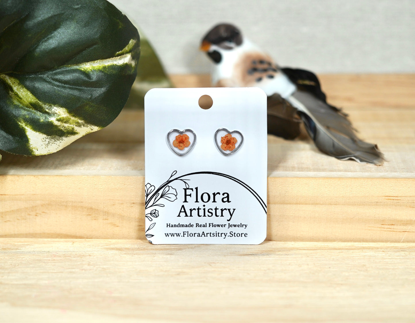 'Sweet Heart' Orange Flower Studs