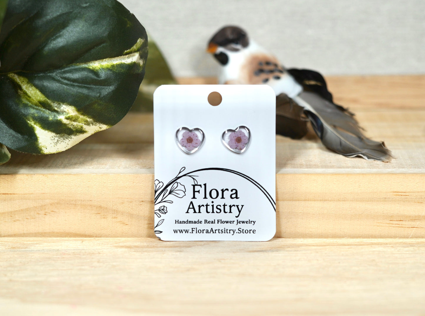 'Sweet Heart' Pastel Purple Flower Studs