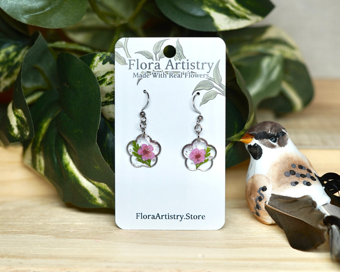 Pink Botanical Mini Bloom Dangle Earring