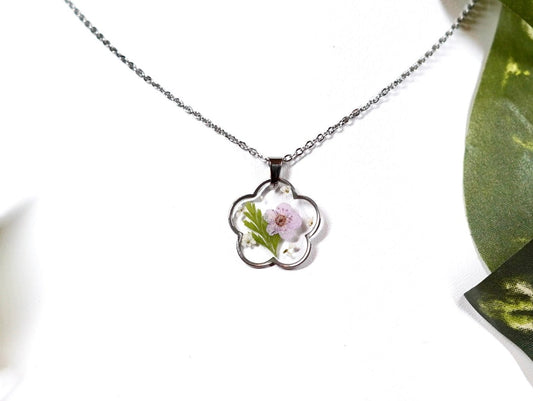 Pastel Purple Botanical Bloom Flower Necklace