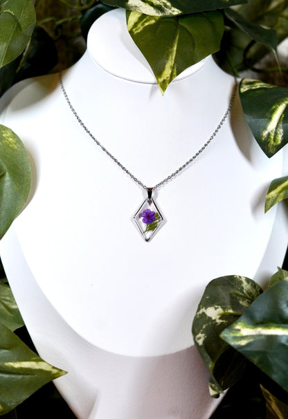 Botanical Purple Flower Diamond Necklace