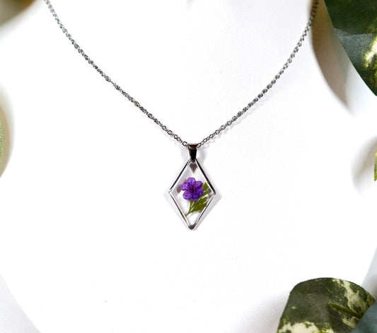 Botanical Purple Flower Diamond Necklace