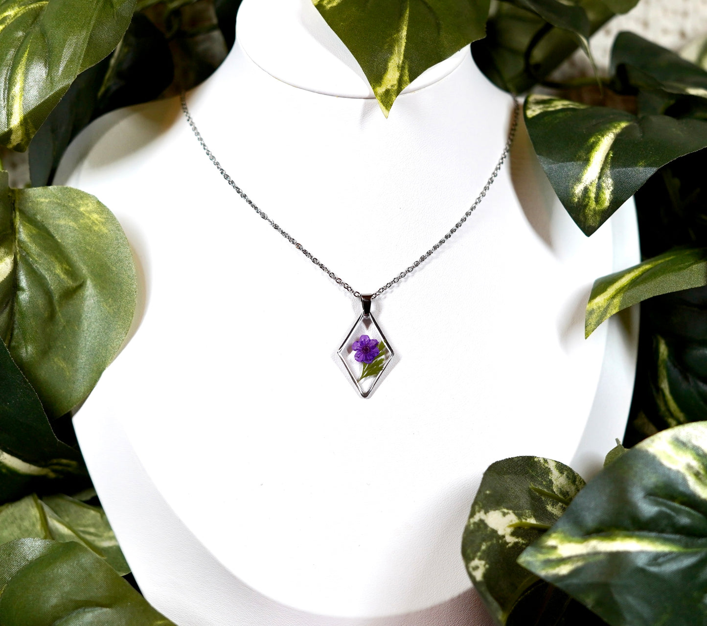 Botanical Purple Flower Diamond Necklace