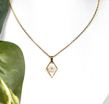 Teeny White Flower Diamond Gold Necklace